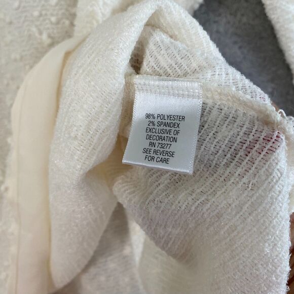 APT.9 Long Sleeve Vneck Sequined Top Knit Ivory Plus Size 2X Stretch - Picture 10 of 12